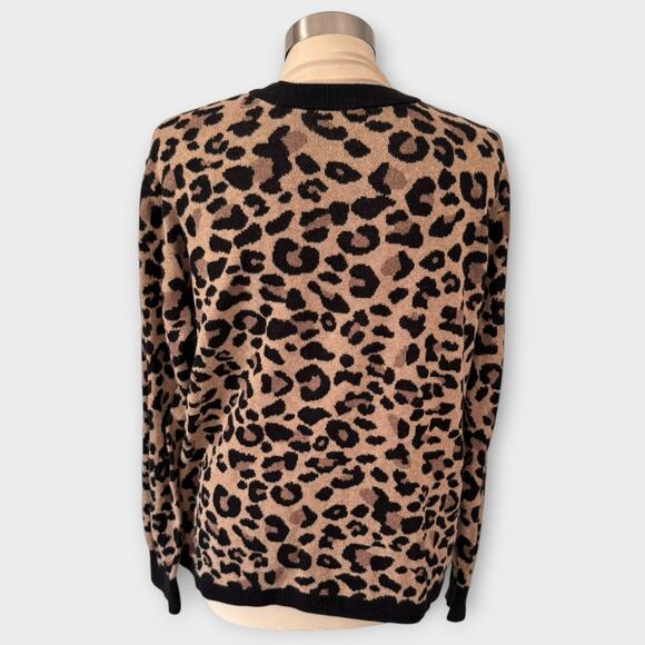 Ava & Viv Sweater 1X Brown Black Cheetah Leopard Print Crewneck - Picture 7 of 8